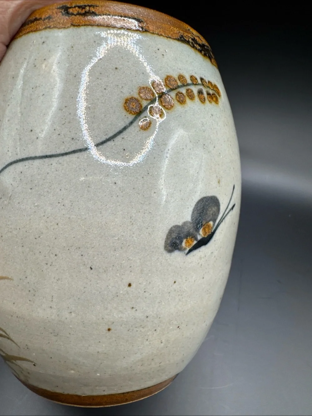 Xochiquetzal Teresa Duran Tonala Mexico Pottery Butterfly Vase Signed 5.5